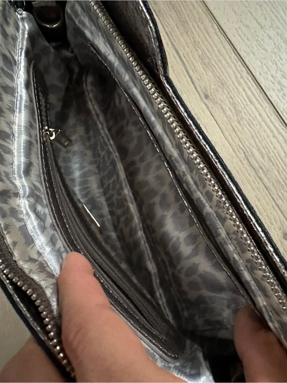 Guess Black Clutch with Rhinestone Heart Accent